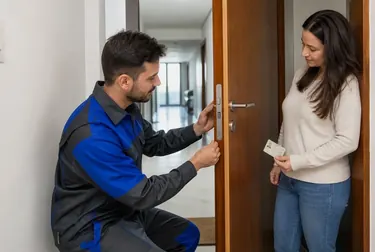 Chaveiro utilizando ferramentas para abertura de uma porta em Guarapuava.